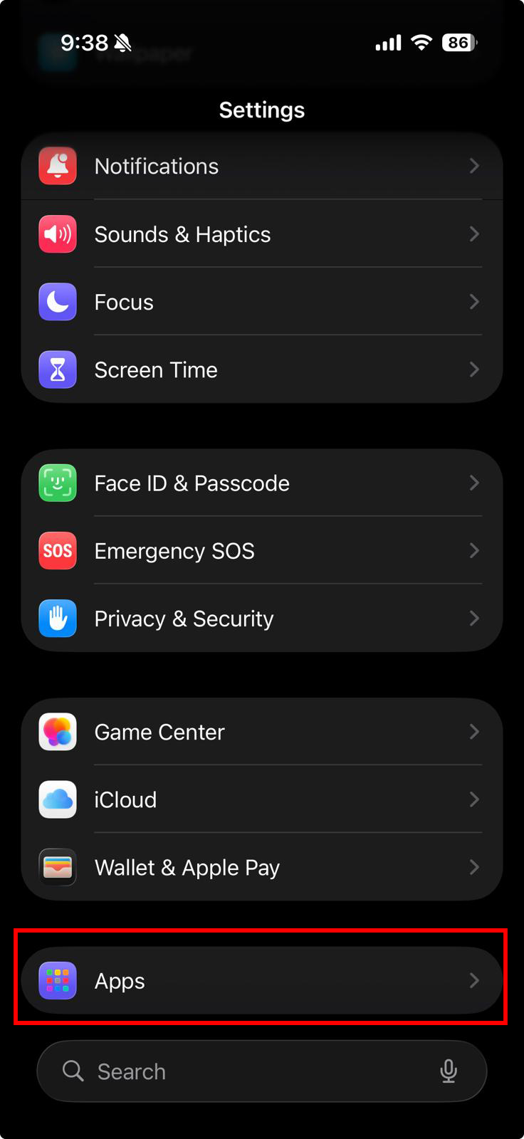 iOS Settings
